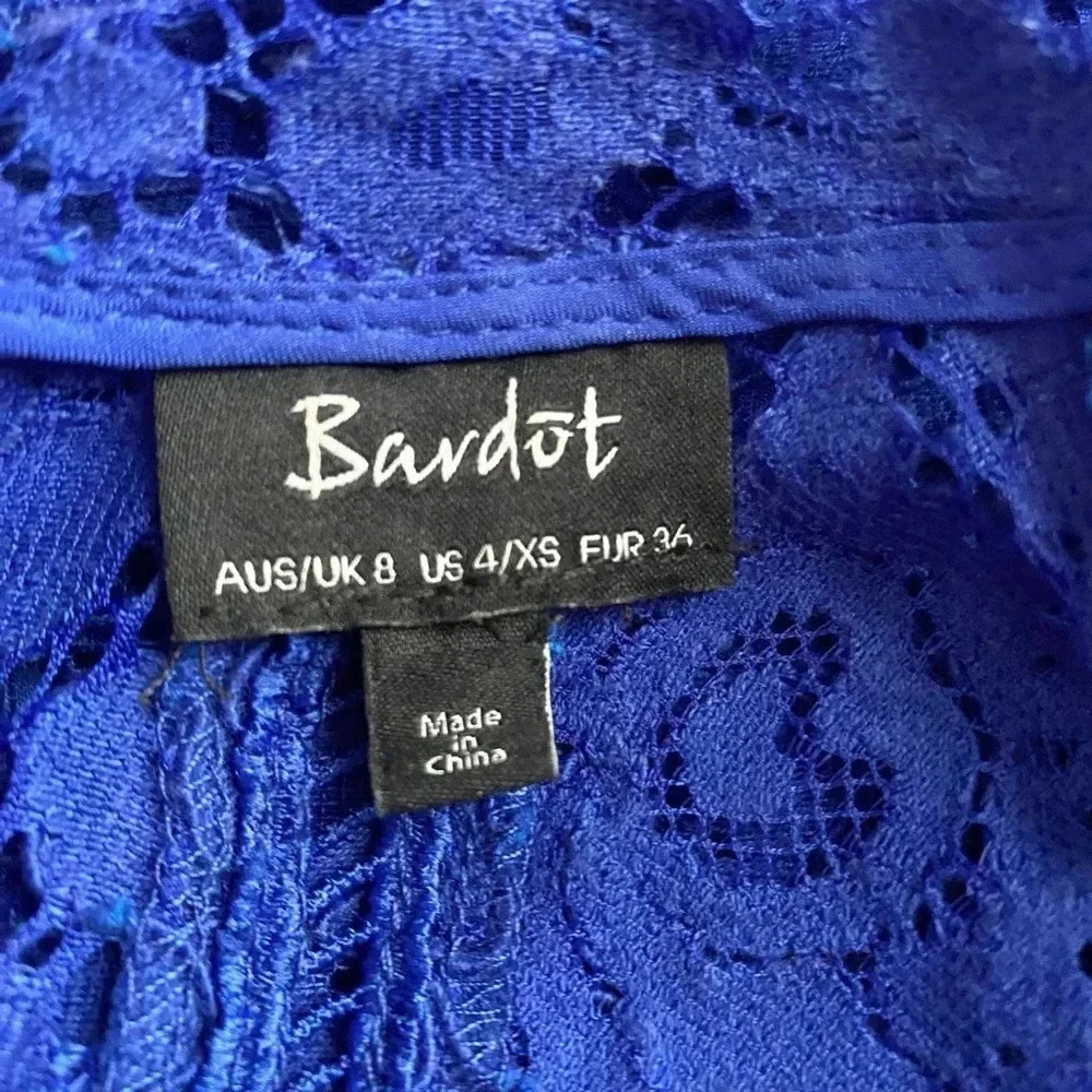 BARDOT | Blue Lace Illusion Sheath Bodycon Dress in Combalt Size XS - Picture 7 of 9